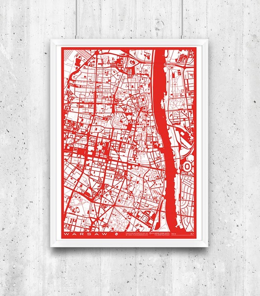 Warszawa - plan miasta, plakat A2 minimalmill