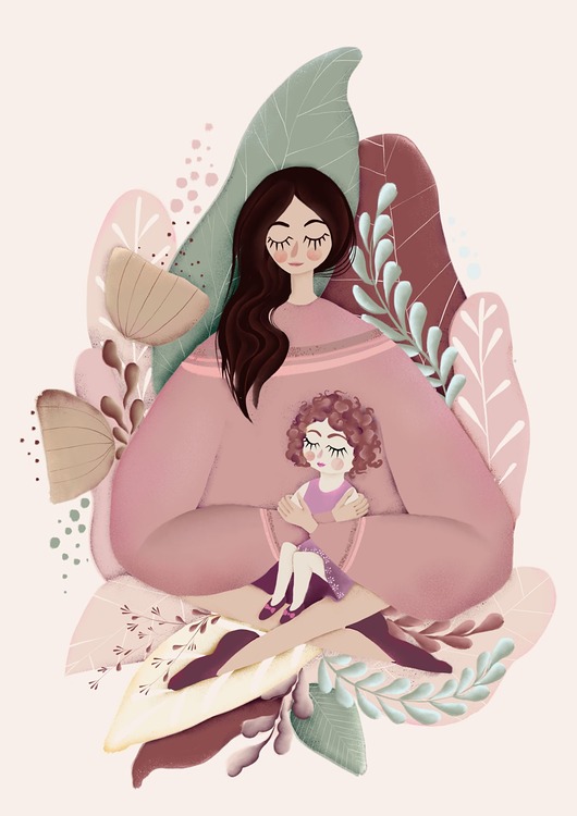 grafiki i ilustracje Mom and daughter