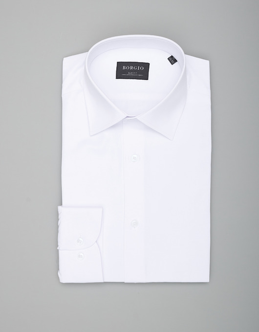 koszule męskie Jednolita koszula męska 00359 dł rękaw biały slim