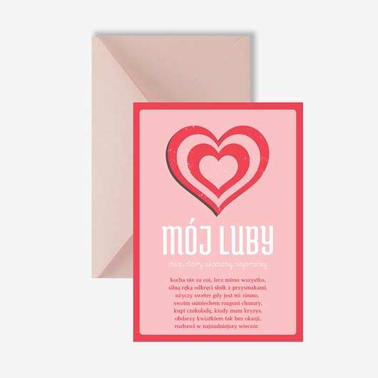 kartki okolicznościowe - wydruki Walentynka dla niego, mój luby, kartka walentynkowa dla chłopaka