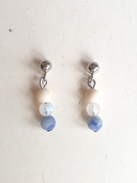 kolczyki z kamieniami Kolczyki DROPSY MINI jaspis niebieski, jaspis obrazkowy, kamień rzeczny