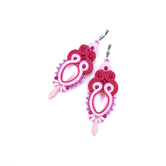 kolczyki soutache Amaya kolczyki sutasz różowe wiosenne lekkie