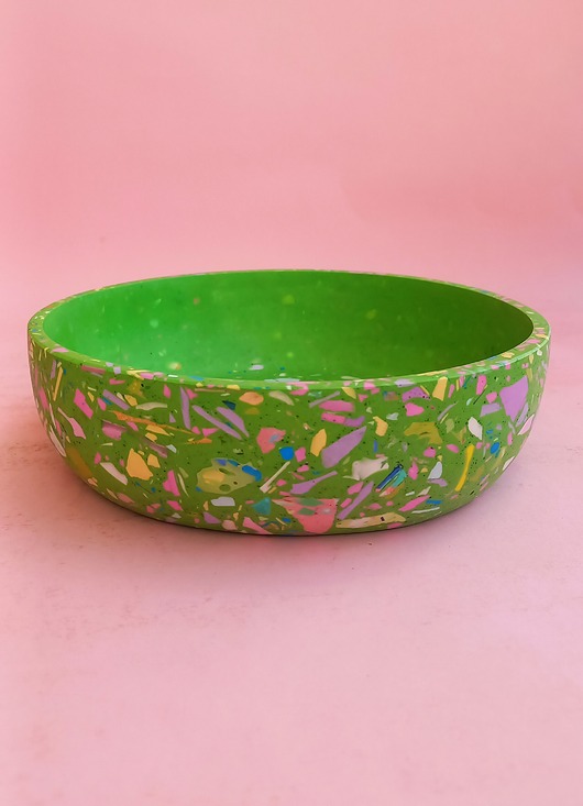 miski i misy Miska terrazzo do kuchni na owoce lub dekoracyjna, zielona