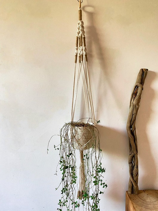 kwietniki Kwietnik makrama, makrama na kwiaty, kwitnik Boho ecru