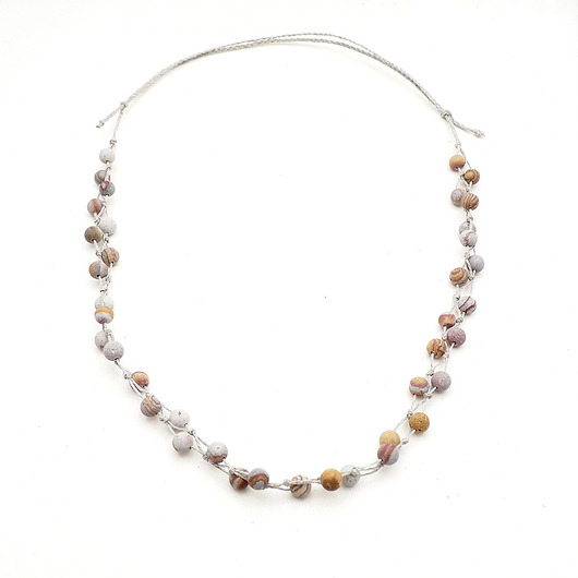 naszyjniki - inne Jaspis naszyjnik lniany