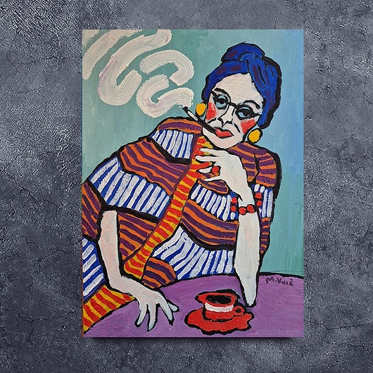 obrazy Obraz do salonu portret pasiaste myśli