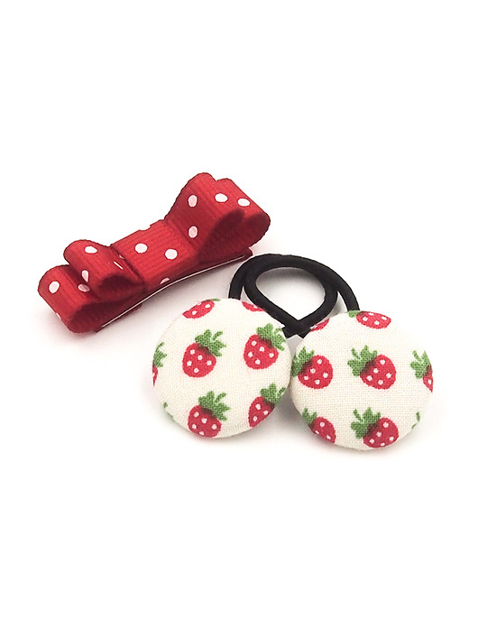 ozdoby do włosów dla dzieci Komplet do włosów gumeczki i spineczka Strawberry
