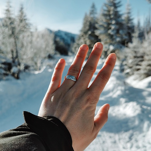 pierścionki srebrne Srebrny, regulowany pierścionek Góry