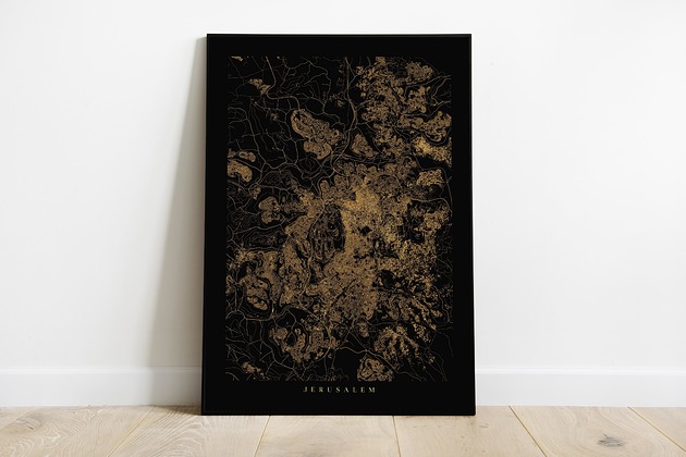 Plakat Jerozolima / Izrael maps by P