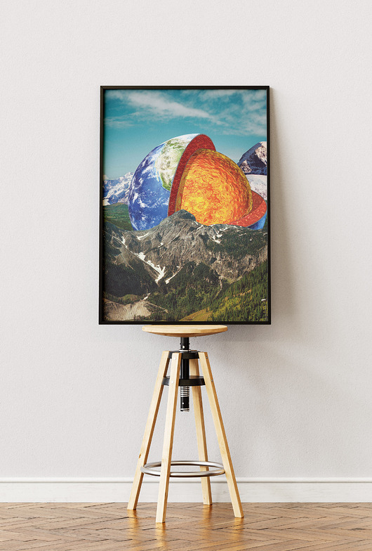 plakaty Plakat dla nauczyciela - Jądro Ziemi -  Kolaż do salonu, sypialni, gabinetu