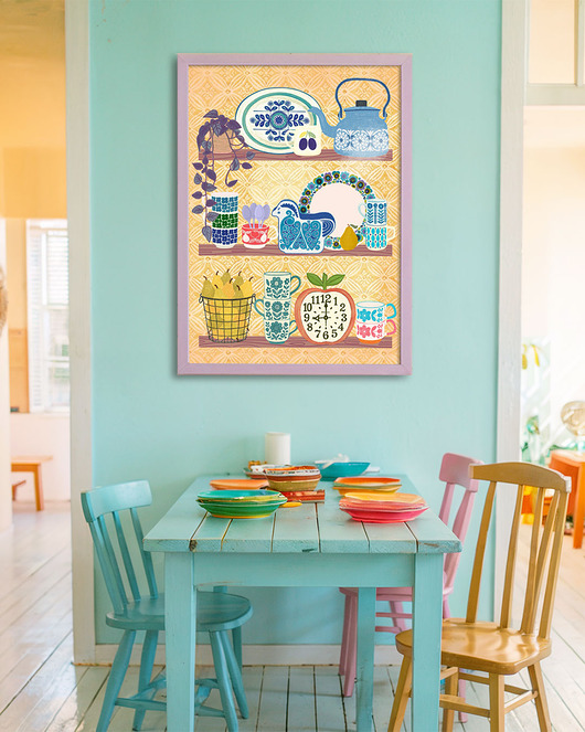 plakaty Półka w stylu ethno - plakat do kuchni