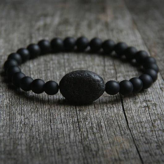 męska bransoletka : BLACK LAVA kaktusia