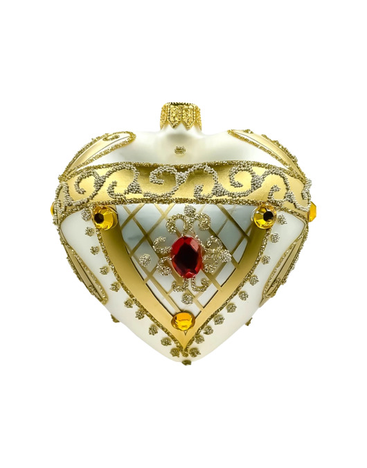ozdoby choinkowe Bombka choinkowa: Serce ze złotym wykończeniem i rubinowym kamieniem: srebrne