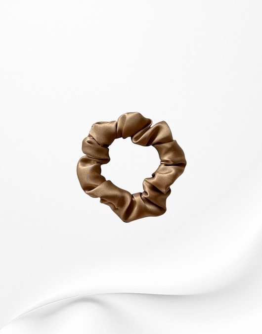 gumki do włosów Jedwabna scrunchie gumka frotka mini karmelowa