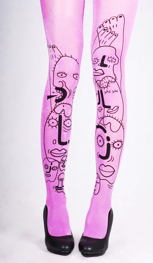 Crazy Faces rajstopy róż satyna Hold Me Tights