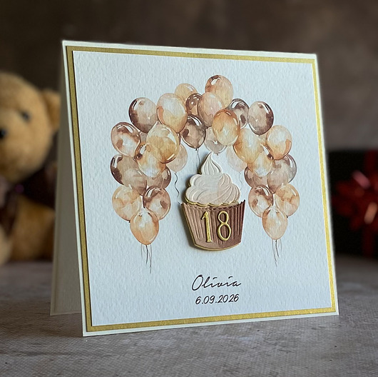 kartki scrapbooking Personalizowana kartka urodzinowa z kopertą prezentową, BH 20a