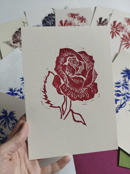 kartki okolicznościowe - wydruki Linoryt Róża