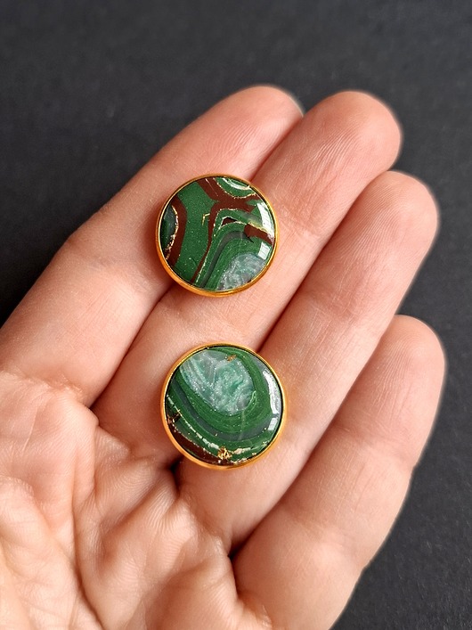 kolczyki z masy plastycznej Kolczyki agatów zielenie no6