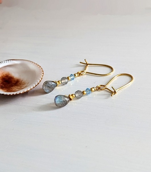 kolczyki pozłacane Kolczyki pozłacane z labradorytem