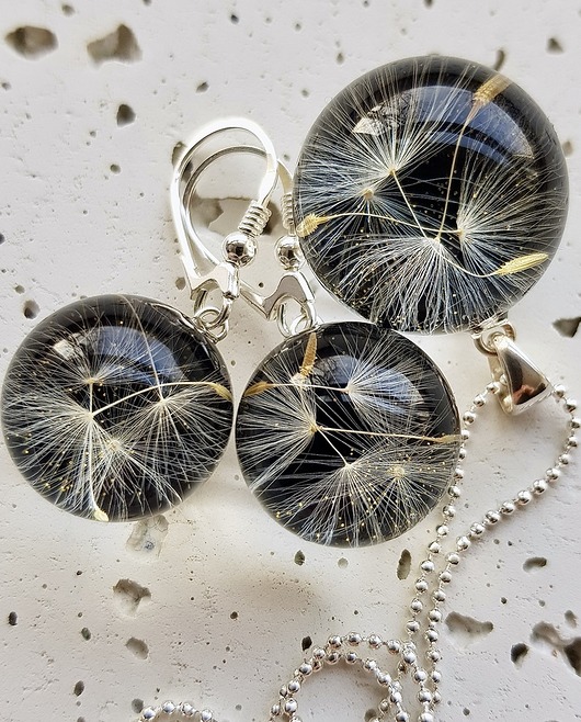 zestaw-dmuchawce w żywicy Grol Jewellery