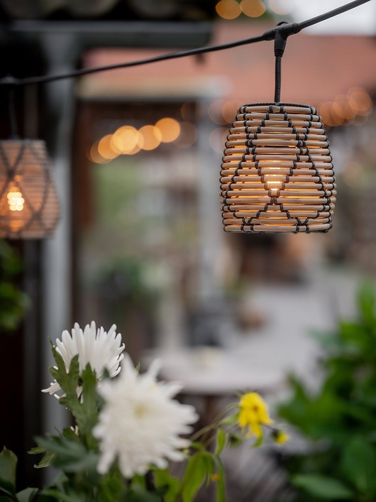 lampy zewnętrzne Zewnętrzny łańcuch świetlny Flex Out z kloszami Lollo w naturalnym odcieniu
