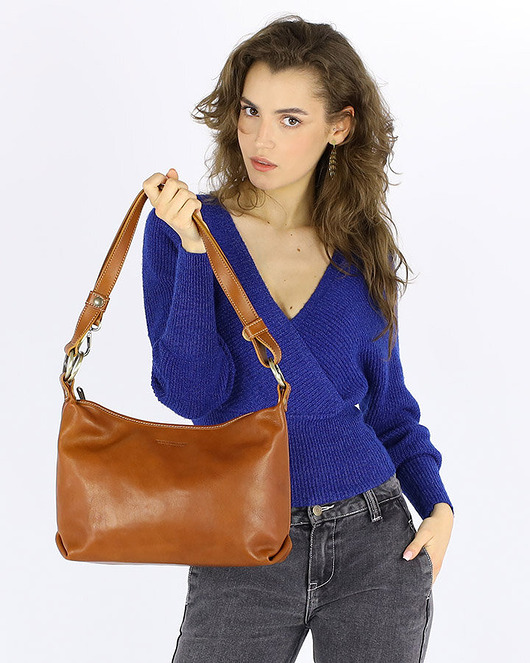 torebki do ręki Luksusowa torebka skórzana - MARCO MAZZINI camelowa