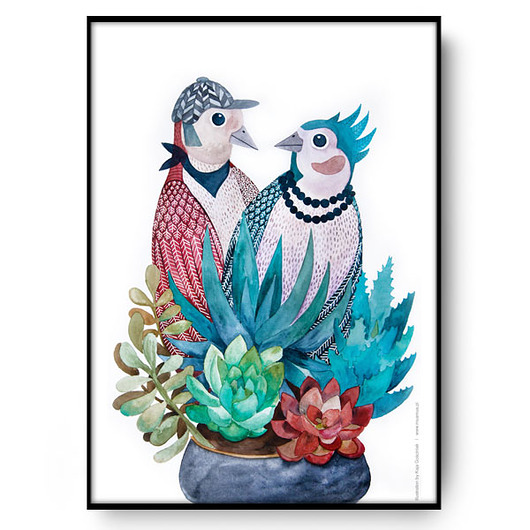 BIRDS IN LOVE  ilustracja drukowana muamua design