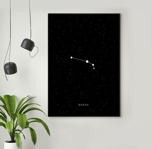 BARAN - znak zodiaku - plakat astronomiczny PLAKATY GEOMETRYCZNE