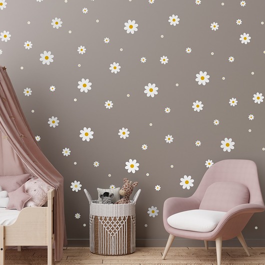 naklejki ścienne do pokoju dziecka Naklejki ścienne stokrotki białe kwiaty różne rozmiary A256