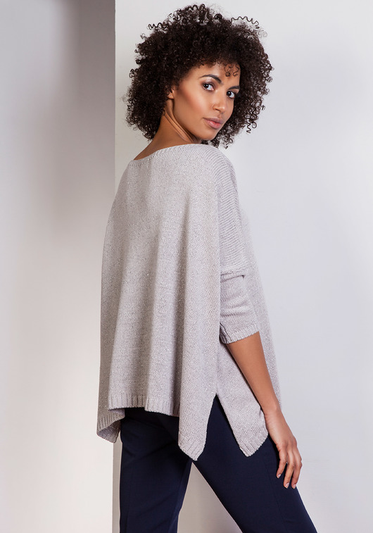 Sweter oversize,SWE114 szary Lanti