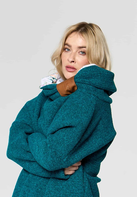 swetry damskie  Sweter oversize CANADA  turkus/paprocie