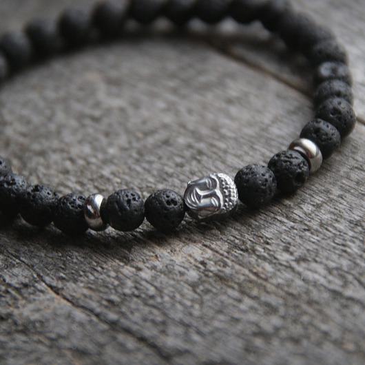 męska bransoletka :: buddha & BLACK LAVA III kaktusia