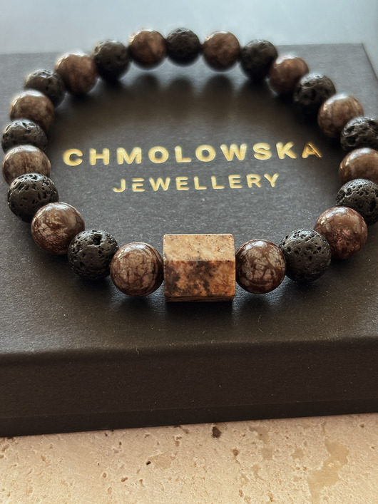 biżuteria męska Bransoletka męska Obsydian i Agat