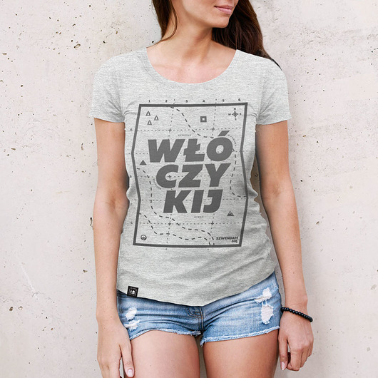 t-shirt damskie Koszulka damska WŁÓCZYKIJ jasnoszara