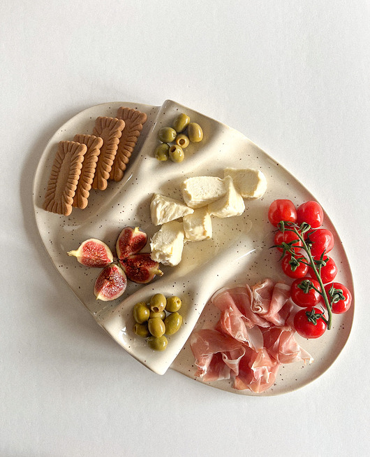 deski do krojenia i tace Taca na przekąski WAVY no. 2 beż