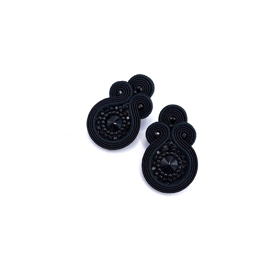 kolczyki soutache Gracia sztyfty sutasz małe czarne kolczyki z kryształkami