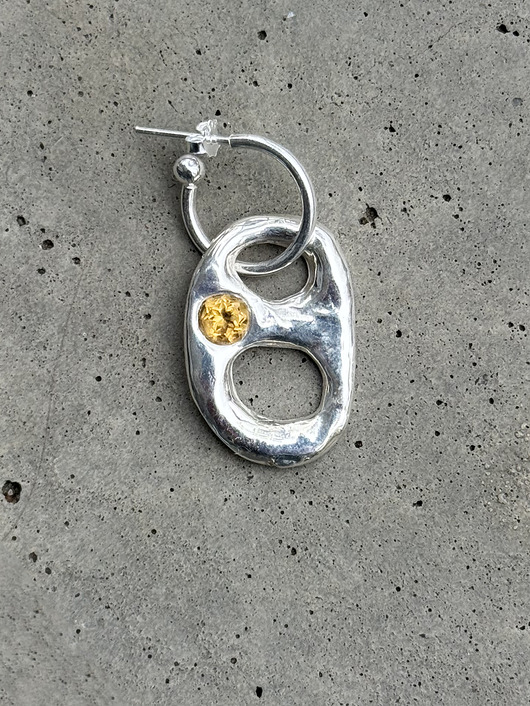 kolczyki srebrne Kolczyk srebrny - Zawleczka z cytrynem