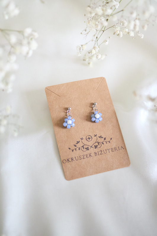 kolczyki szklane Kolczyki niezapominajki