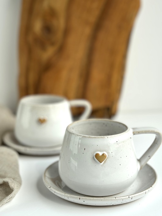 filiżanki Filiżanka ceramiczna ok. 250 ml - Biała z sercem