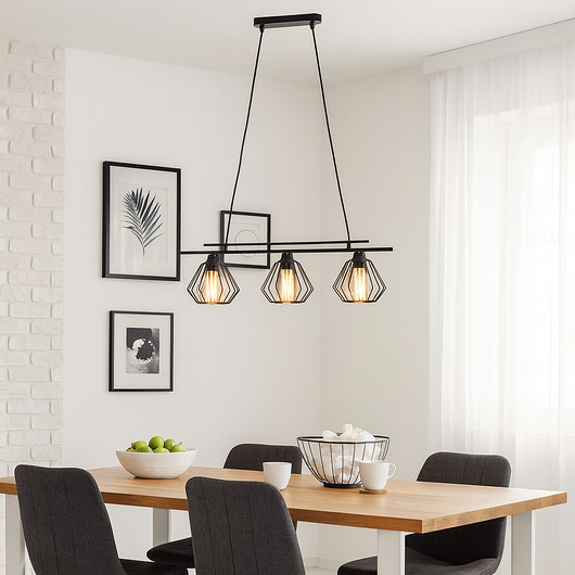 lampy wiszące Druciana lampa wisząca 2-punktowa czarna regulowana TIJUANA LOFT