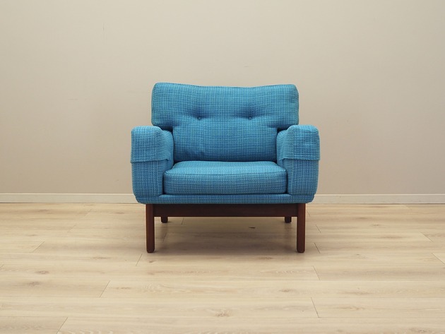 fotele Fotel niebieski, duński design, lata 60, produkcja: Dania