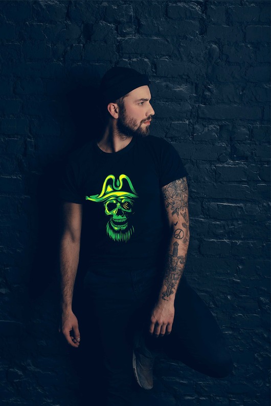 t-shirty męskie Koszulka organiczna z nadrukiem Pirate Skull