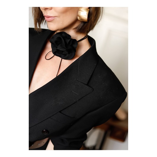 chokery Jedwabny czarny choker