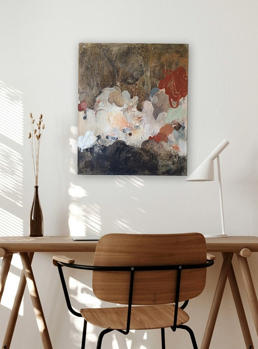 obrazy "Structural shadows" 50x60 cm, obraz na płótnie, pigmenty ziemne, akryl