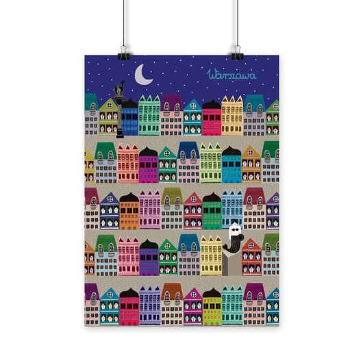 Plakat Warszawa Kamieniczki Noc LOVE POLAND DESIGN