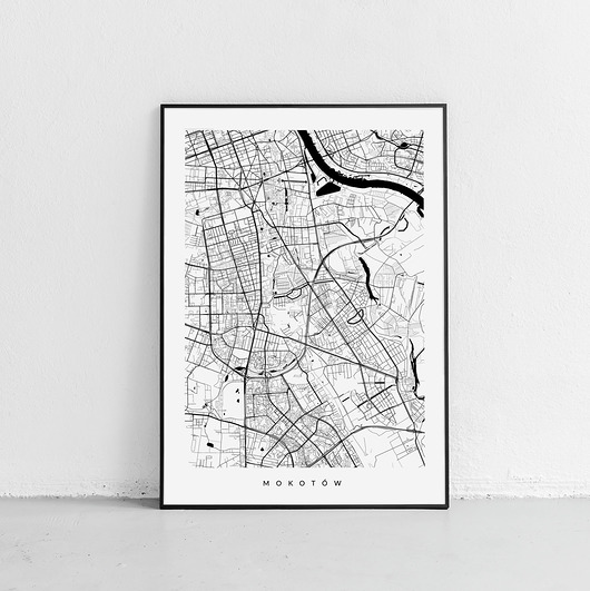 Mokotów - plakat z planem dzielnicy PLAKATY GEOMETRYCZNE