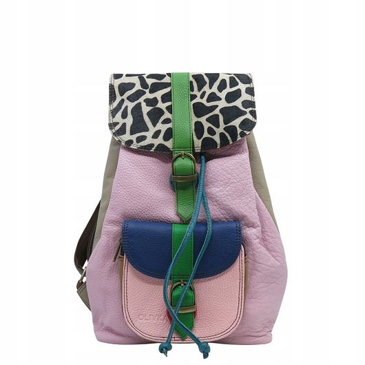 plecaki Plecak skórzany kieszenie pojemny kolorowy ze skrawków oryginalny OLIVKA