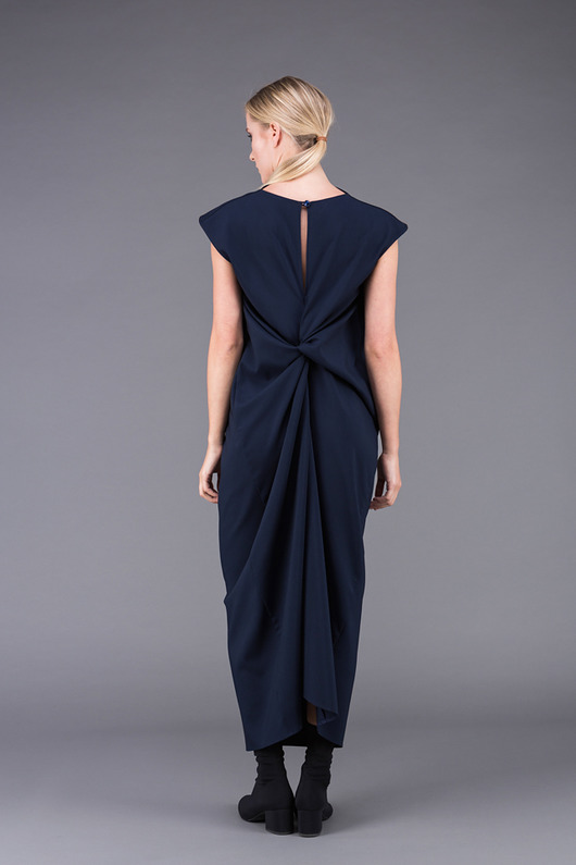 sukienki midi damskie Navy mary back knot dressi