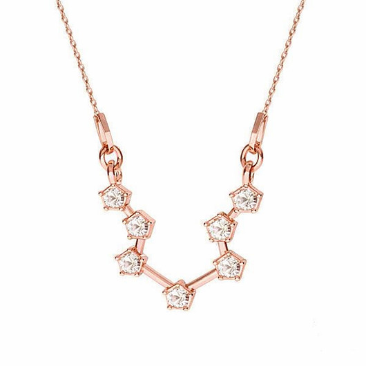 złote naszyjniki Gwiazdozbiór Wodnik -naszyjnik różowe złoto + Swarovski