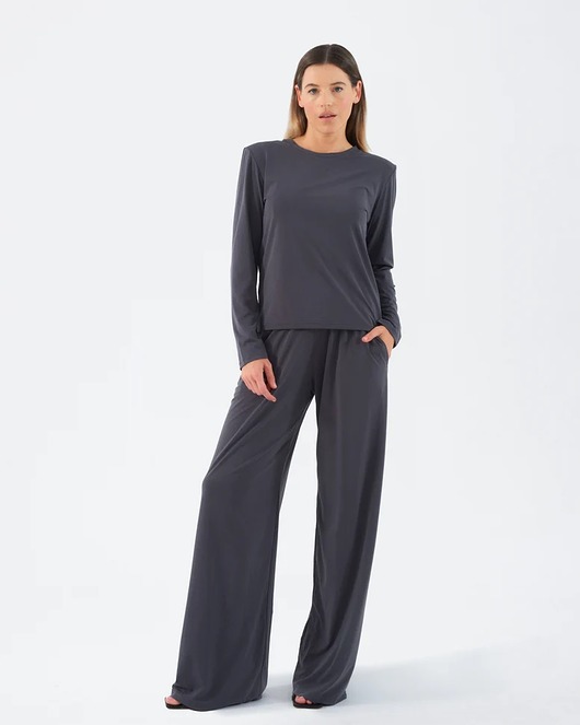bluzki z długim rękawem damskie LONGSLEEVE PROUD premium modal anracite